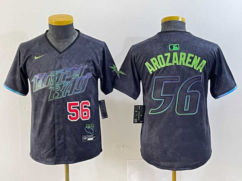 Mens Tampa Bay Rays #56 Randy Arozarena Number Charcoal 2024 City Connect Limited Stitched Jerseys